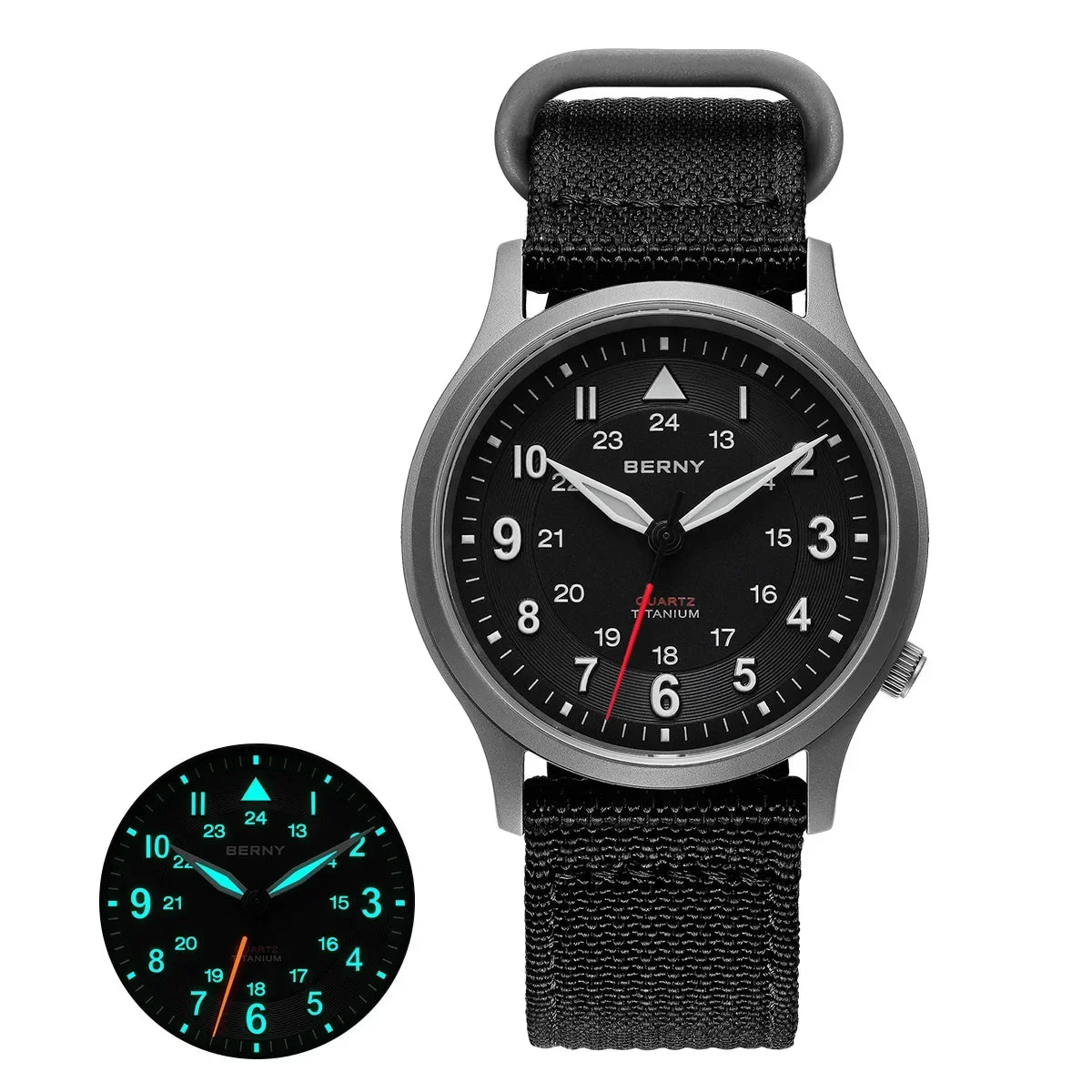 Featherlight BERNY Full Titanium Field Watch — Quartz, Sweeping Seconds Hand, Sapphire Crystal