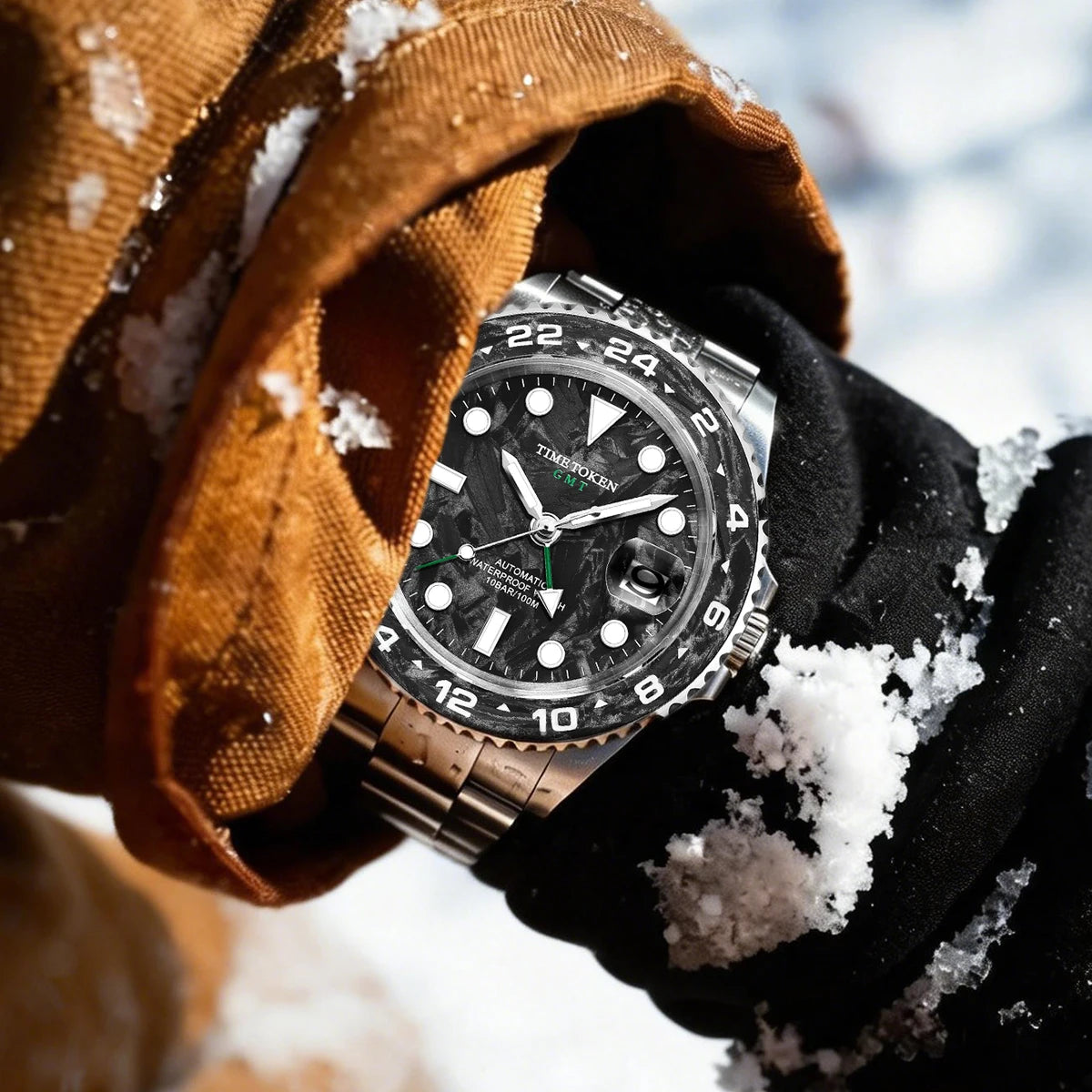 Time Token — Genuine GMT Automatic, Carbon Fibre Dial & Bezel, 100M Water Resistant