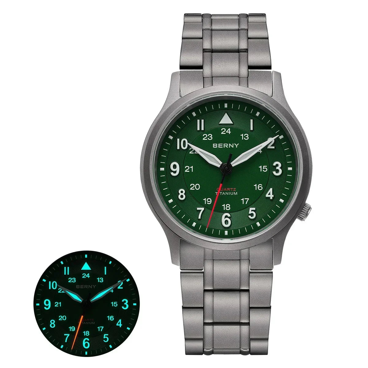 Featherlight BERNY Full Titanium Field Watch — Quartz, Sweeping Seconds Hand, Sapphire Crystal