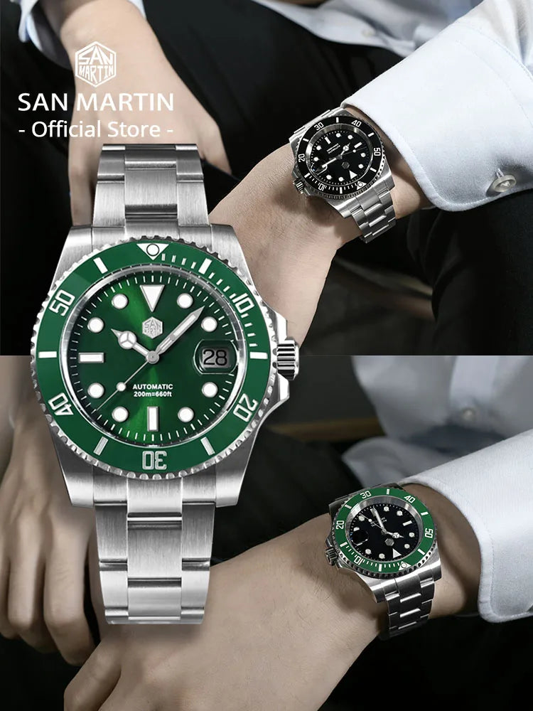 San Martin Water Ghost — Premium Automatic Diver, Sapphire Crystal, 200M Waterproof, 40mm