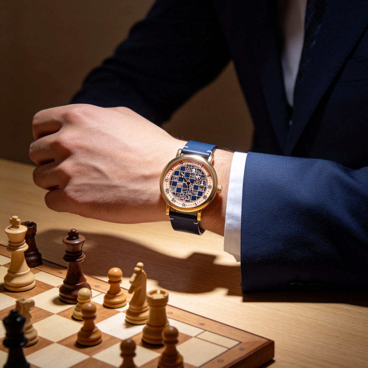 Check, Mate — Bold Chess Board Skeleton Automatic Watch [Colour / Dial Option]