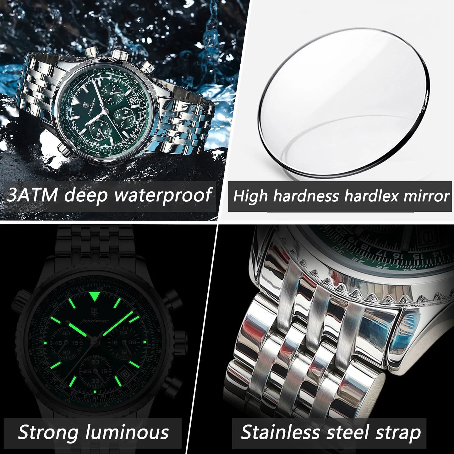 POEDAGAR Chronograph Watch — Bold Style, Real Spec, Real Value [Multiple Colour / Dial Options]