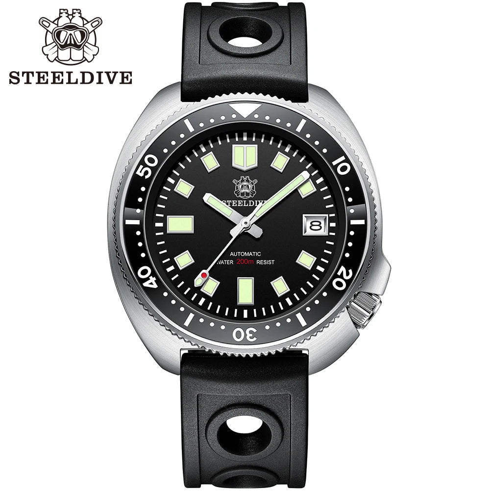 Steeldive SD1970 — Automatic Diver Watch, "6105 Turtle" Homage [Multiple Strap & Colour Options]