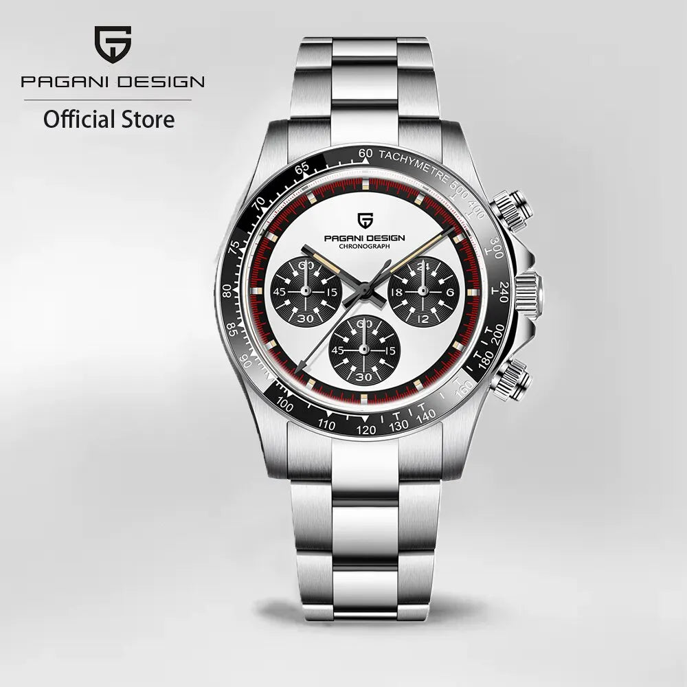 Iconic Racing Looks — PAGANI DESIGN PD-1676 Ceramic Bezel Chronograph, Panda Dial, Sapphire Crystal