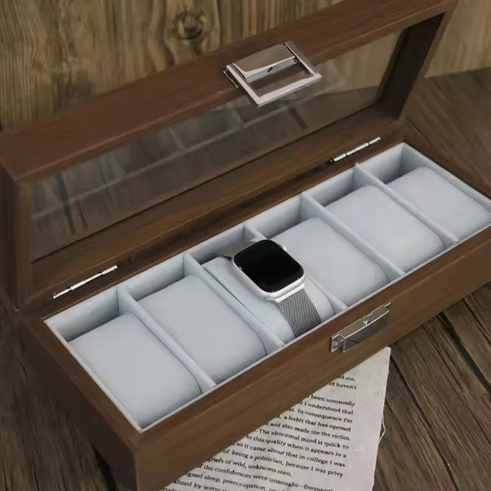 Best Selling 6-Slot Black Walnut Watch Box — Display, Protect & Store in Style, A Great Gift