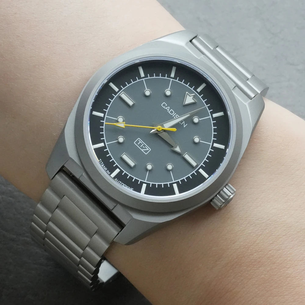 CADISEN TI-7 Autodyne — Genuine Titanium Automatic Watch, Titanium Bracelet Version, Sapphire Crystal, Miyota 8215