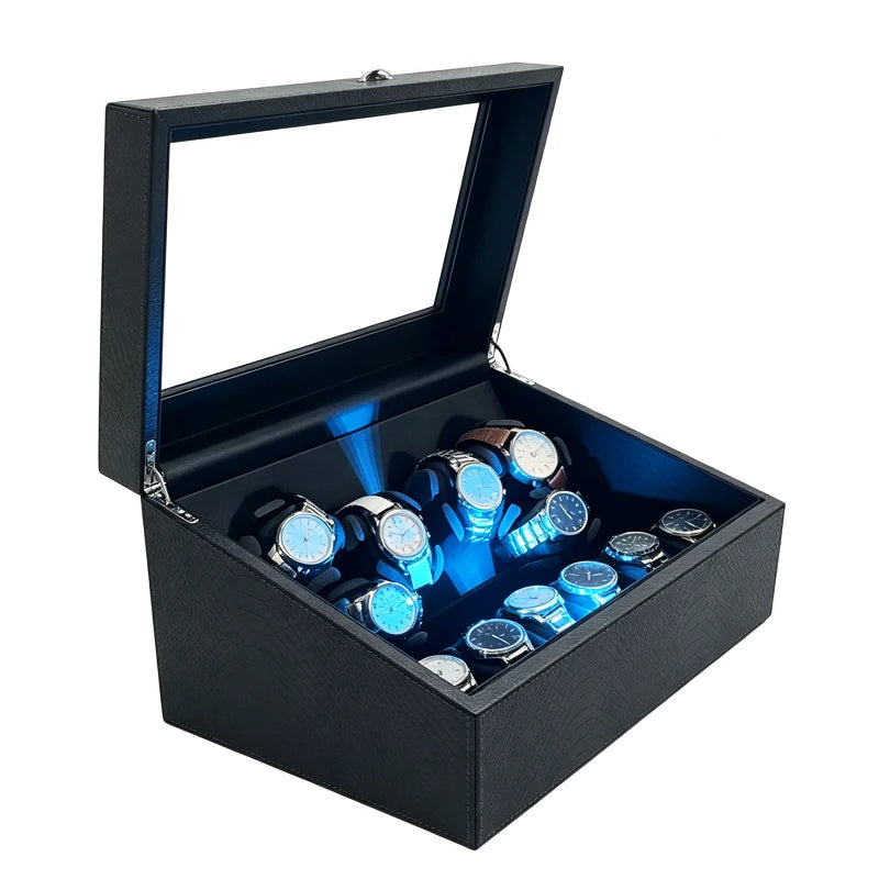 A Home Fit for a Collection — 6-Watch USB Winder, PU Leather Rotating Display