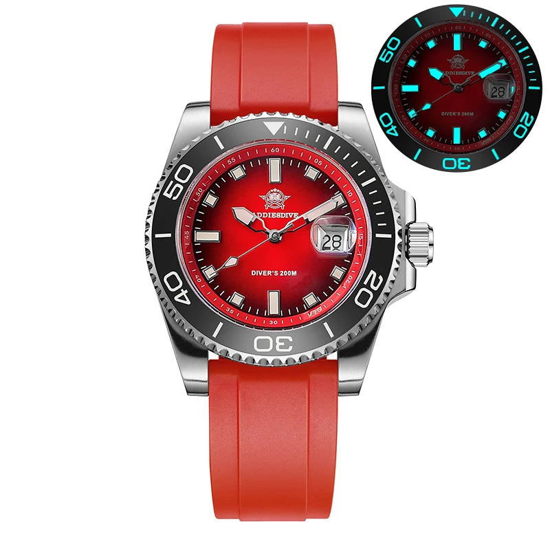 Super Striking ADDIESDIVE AD2089 — Gradient Dial Diver Watch, 200m Waterproof [Multiple Strap & Colour Options]
