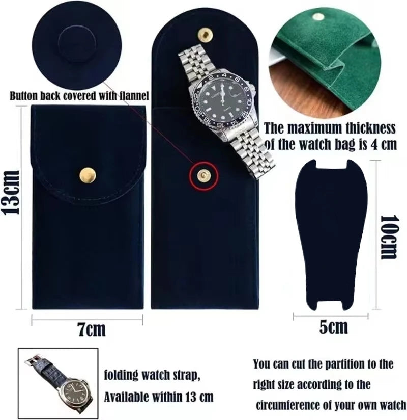 Keep It Dust-Free, Wherever You Go — Protective Velvet Watch Travel Pouch