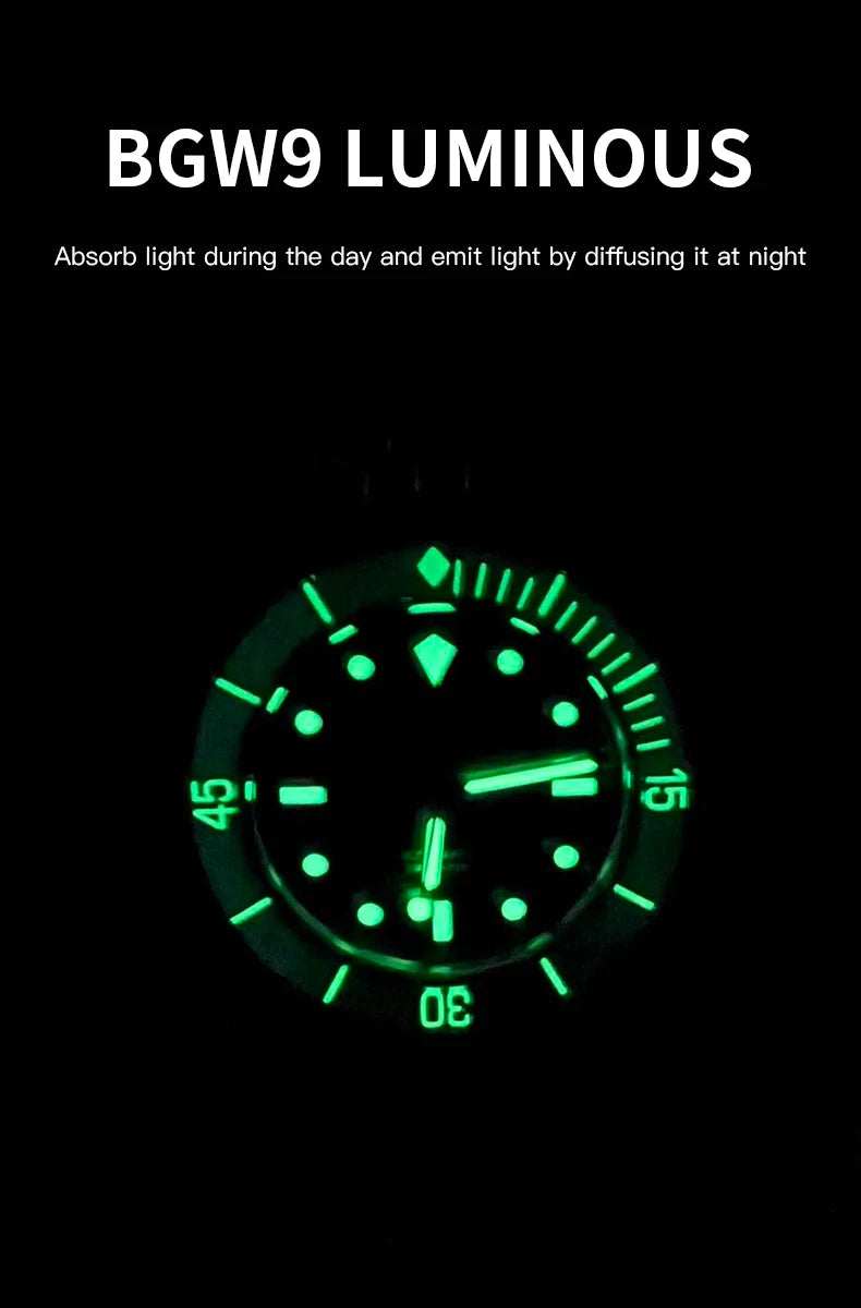 Specht & Söhne SP0033 BGW9 luminous dial glowing green in the dark