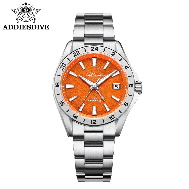 Stand Out Bold Presence — ADDIESDIVE Swiss Ronda GMT, Sapphire Crystal, 200M Dive-Rated