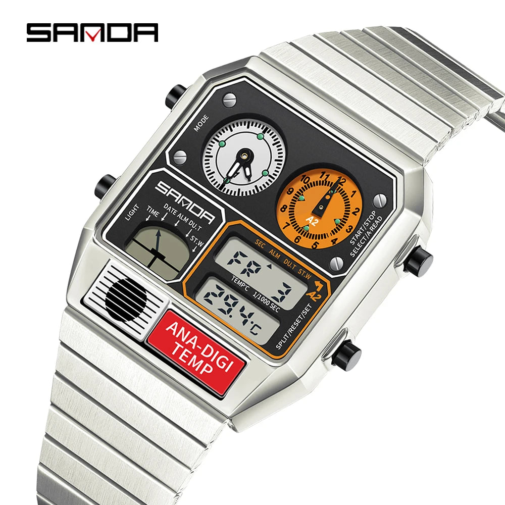 Command Console on Your Wrist — SANDA 3192 Retro Digital-Analog Sport Watch [Colour Options]