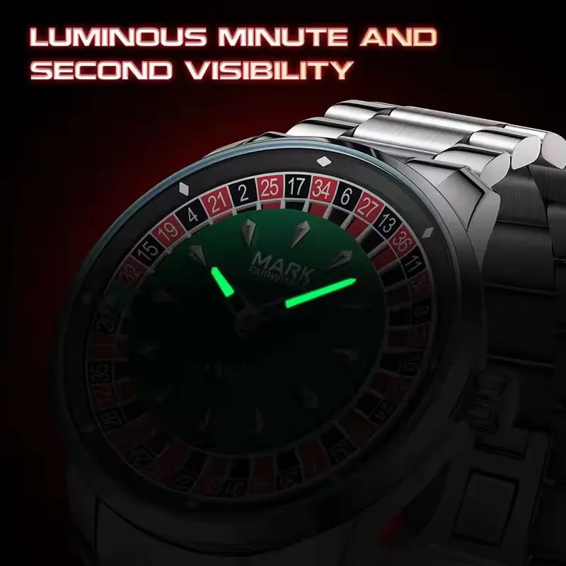 Mens Roulette Dial Quartz Watch (Spinning Dial) — A Genuine Conversation Starter / Maybe Lucky {Colour & Strap Options]
