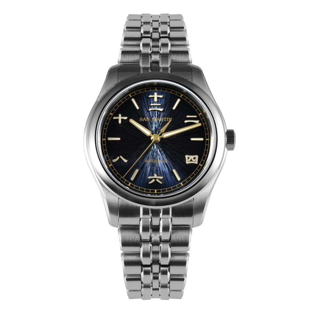 San Martin SN0144 — Head-Turning JianZhan Sunburst Dial, Genuine Miyota 90S5 Automatic, Sapphire AR Crystal