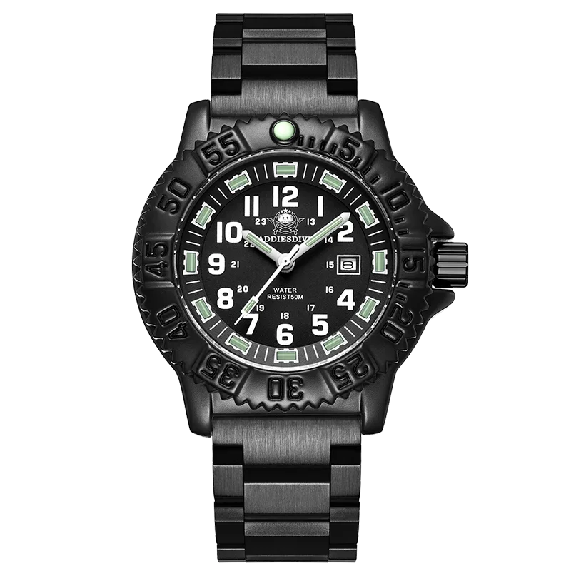 Tough as They Come — ADDIESDIVE MY-050S Military Sport Watch, Tube Luminous Markers, 50M Water Resistant