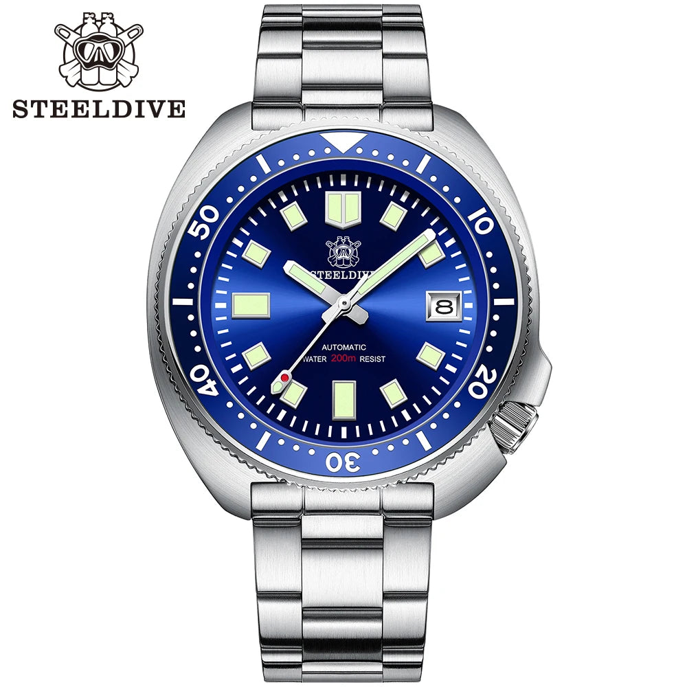 Steeldive SD1970 — Automatic Diver Watch, "6105 Turtle" Homage [Multiple Strap & Colour Options]