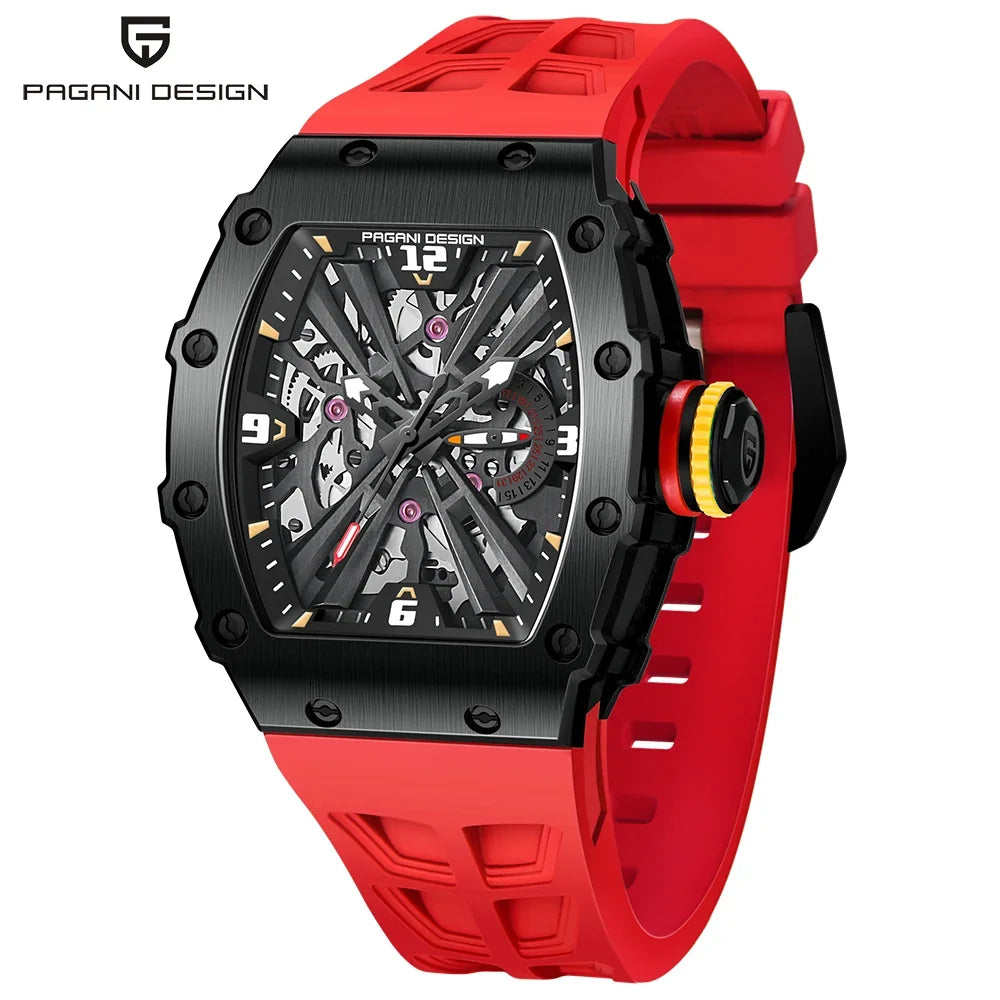 Not Your Average Dress Watch — PAGANI DESIGN PD-1738 Tonneau Skeleton Motorsport Watch, Sapphire Crystal, Stainless Steel