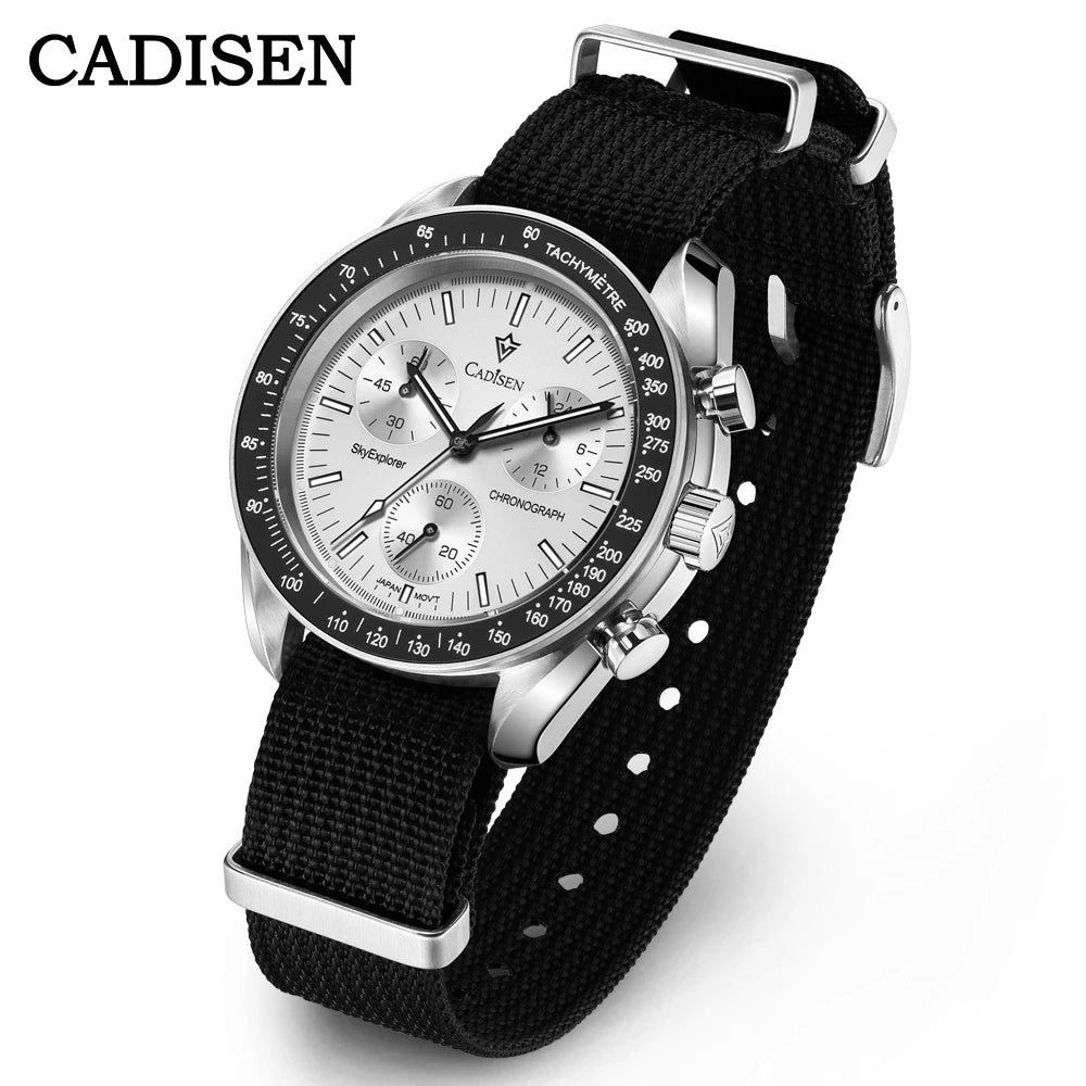 CADISEN C7064 — Genuine VK68 Chronograph, Sapphire Crystal, Canvas Strap — Serious Specs, Honest Price [Colour Options]