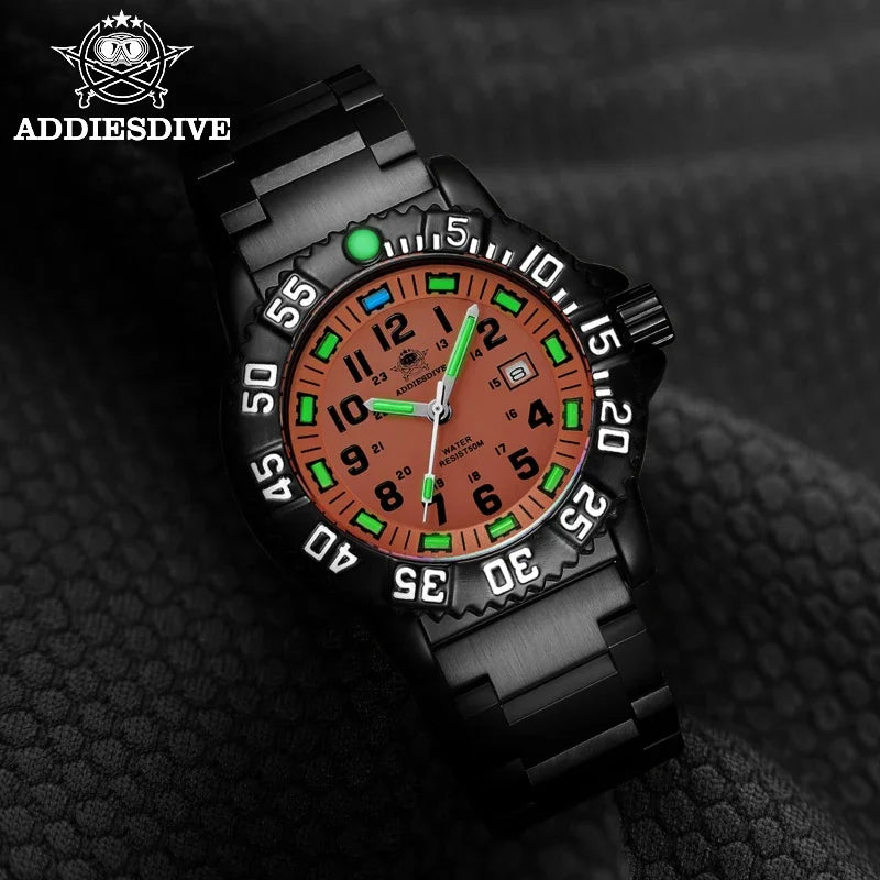 Tough as They Come — ADDIESDIVE MY-050S Military Sport Watch, Tube Luminous Markers, 50M Water Resistant