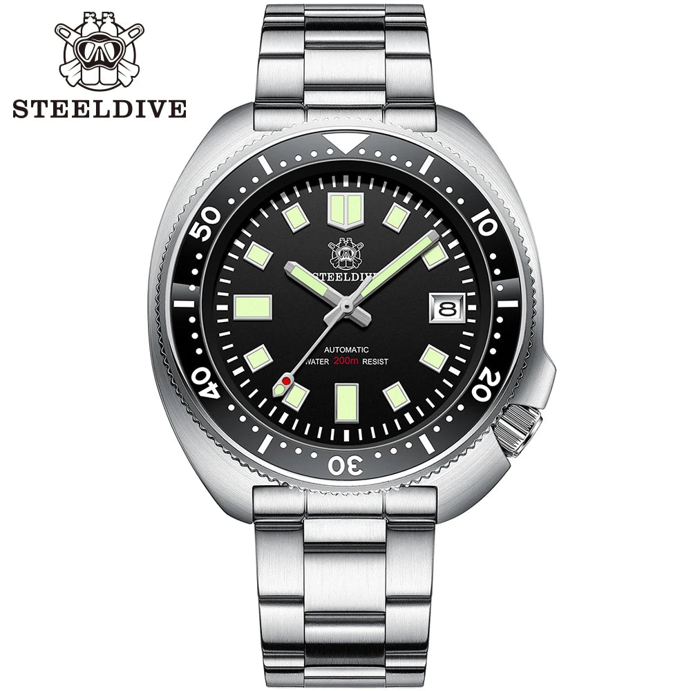 Steeldive SD1970 — Automatic Diver Watch, "6105 Turtle" Homage [Multiple Strap & Colour Options]