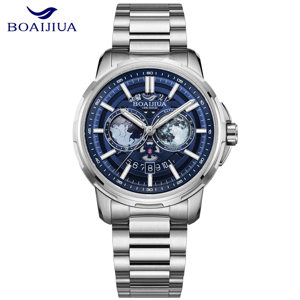 BORIAGE B8002G — Starry Sky Dial Automatic Watch, Sapphire Crystal, Complete Calendar [Colour Options]