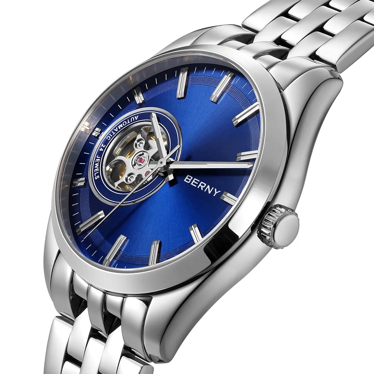 BERNY AM179M — Open-Heart Skeleton Automatic, NH38 Movement, Sapphire Crystal, Stainless Steel, 50m [Dial & Case Options]