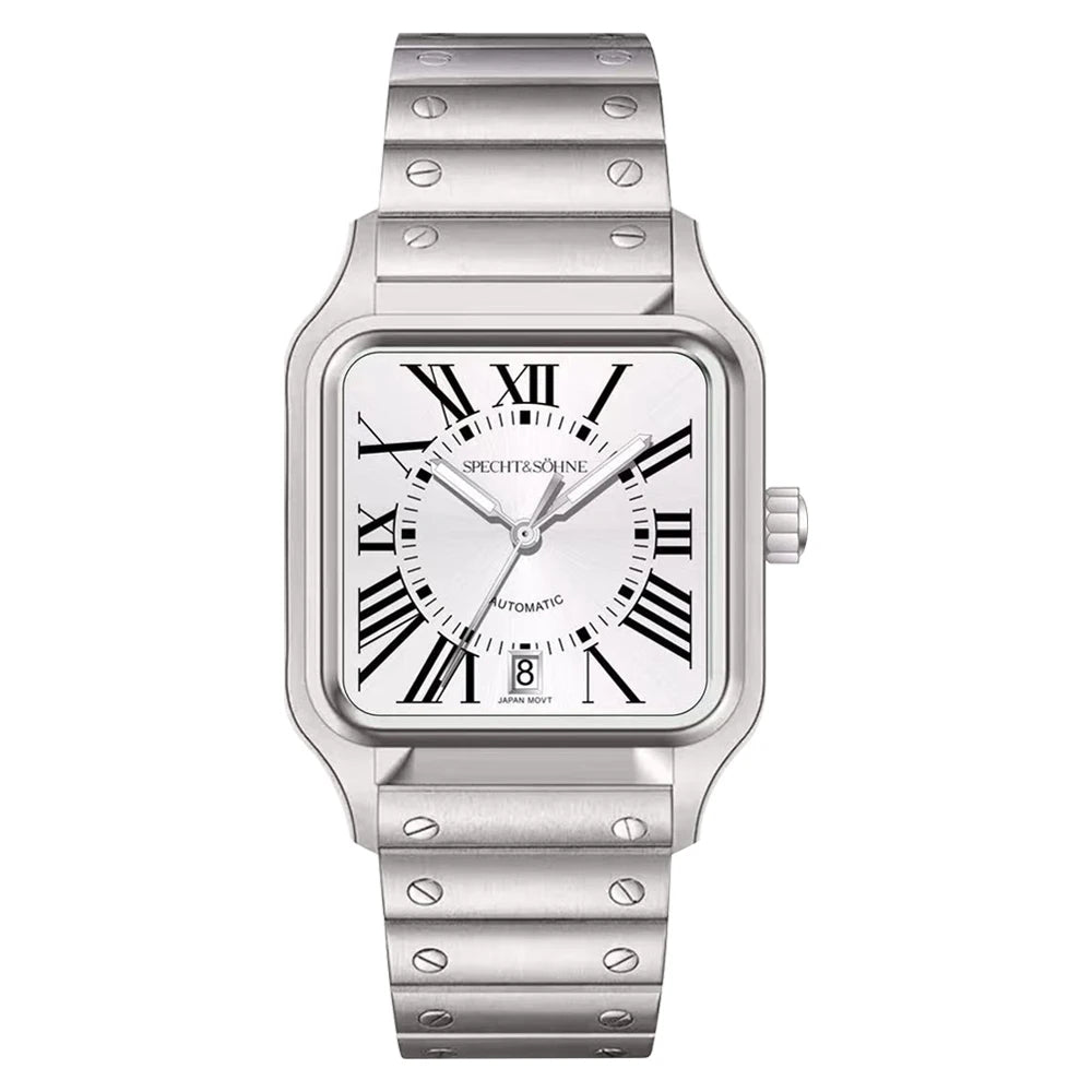 Elegance Redefined — SPECHT&SOHNE SP0011 Rectangular Automatic Fashion Watch, Sapphire Crystal, Stainless Steel [Colour Options]