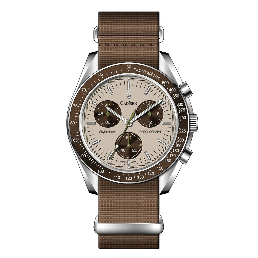 CADISEN C7064 — Genuine VK68 Chronograph, Sapphire Crystal, Canvas Strap — Serious Specs, Honest Price [Colour Options]