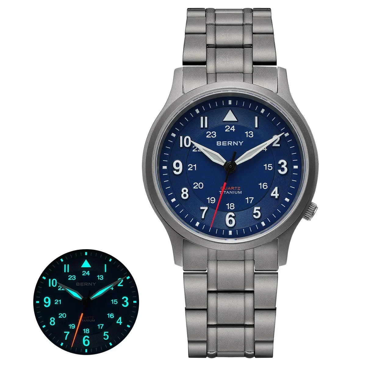 Featherlight BERNY Full Titanium Field Watch — Quartz, Sweeping Seconds Hand, Sapphire Crystal
