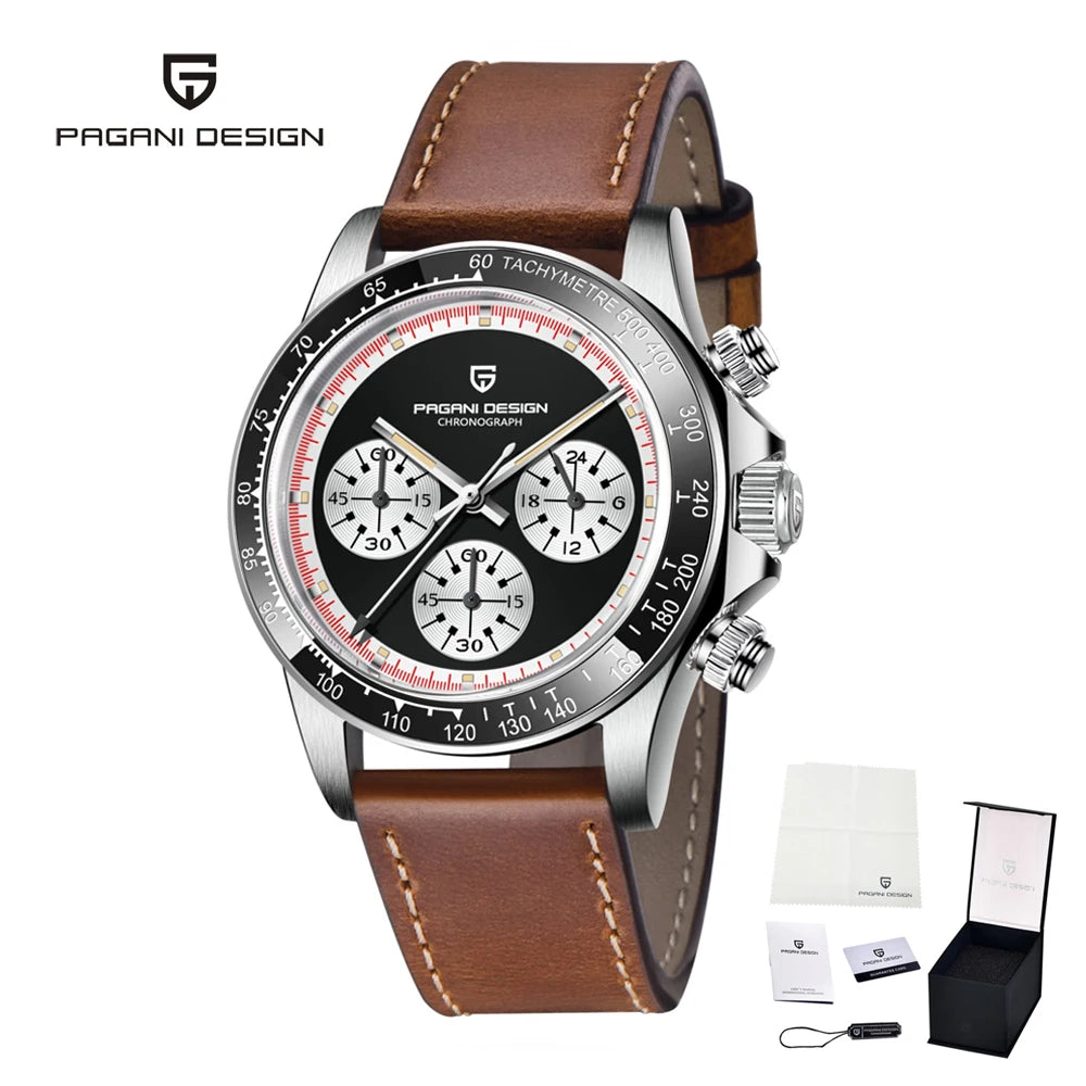 Iconic Racing Looks — PAGANI DESIGN PD-1676 Ceramic Bezel Chronograph, Panda Dial, Sapphire Crystal
