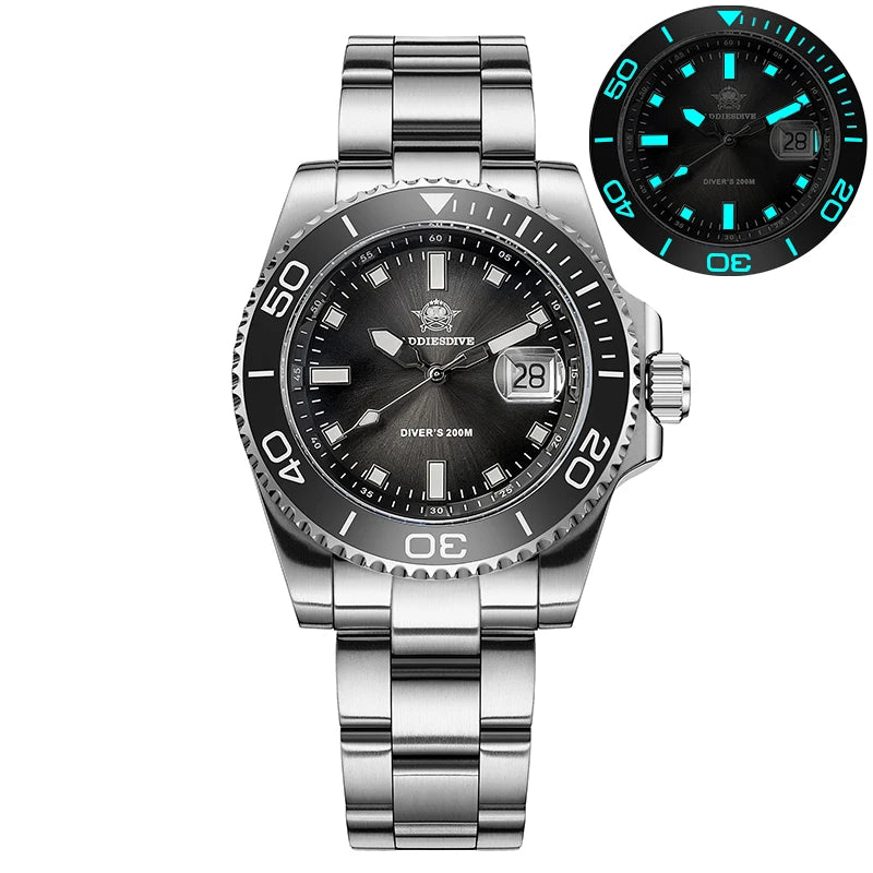 Super Striking ADDIESDIVE AD2089 — Gradient Dial Diver Watch, 200m Waterproof [Multiple Strap & Colour Options]