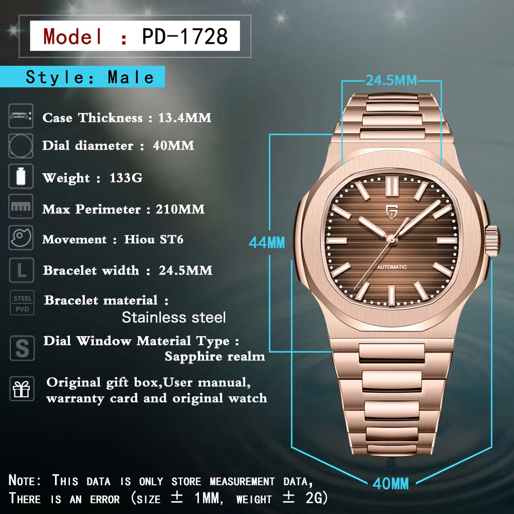 Pagani Design PD-1728 — Yacht Board Dial Fashion Watch, Automatic, 100M Water Resistant [Silver / Gold Colour Options]
