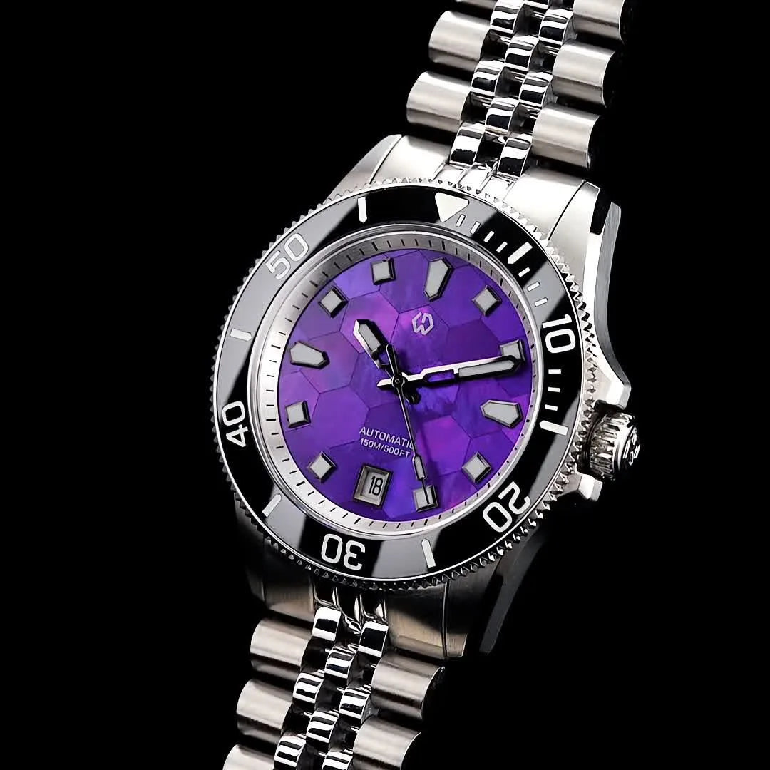Ocean's Elegance — WISHDOIT MEns Automatic Watch, Stunning Mother of Pearl Dial, Ceramic Bezel [Colour Options]