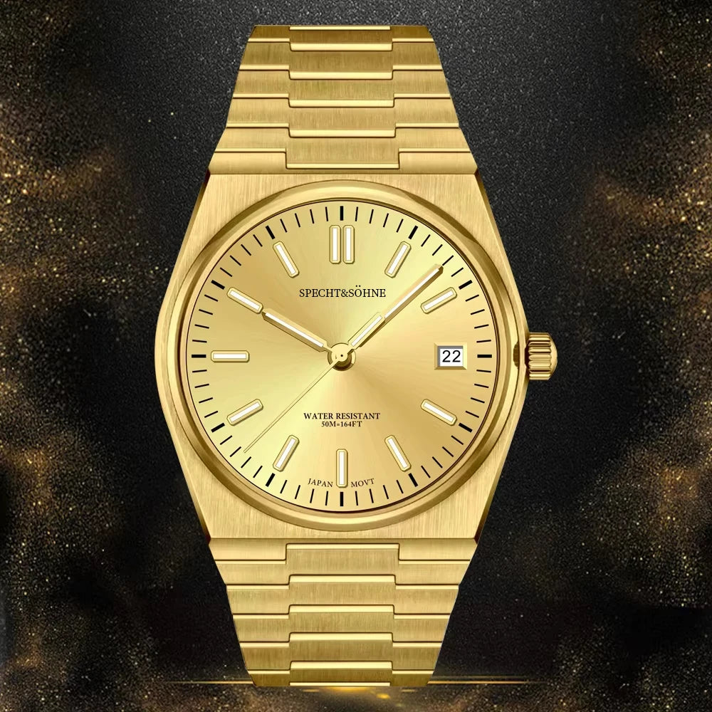 Iconic Looks Specht&Sohne Integrated-Bracelet Sport Watch — Sapphire Crystal, 100M Waterproof [Gold & Silver Strap Options]