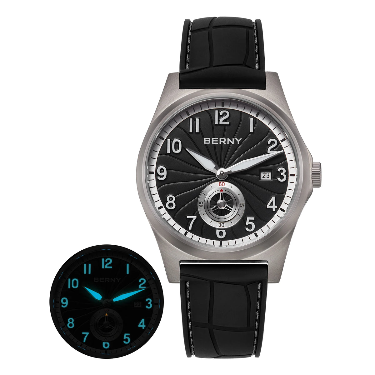 BERNY AMT358 Titanium Beauty — All-Titanium Automatic Watch, 95g, Seagull ST1731 Movement, Sapphire Crystal, 100m Water Resistance, Complete Calendar