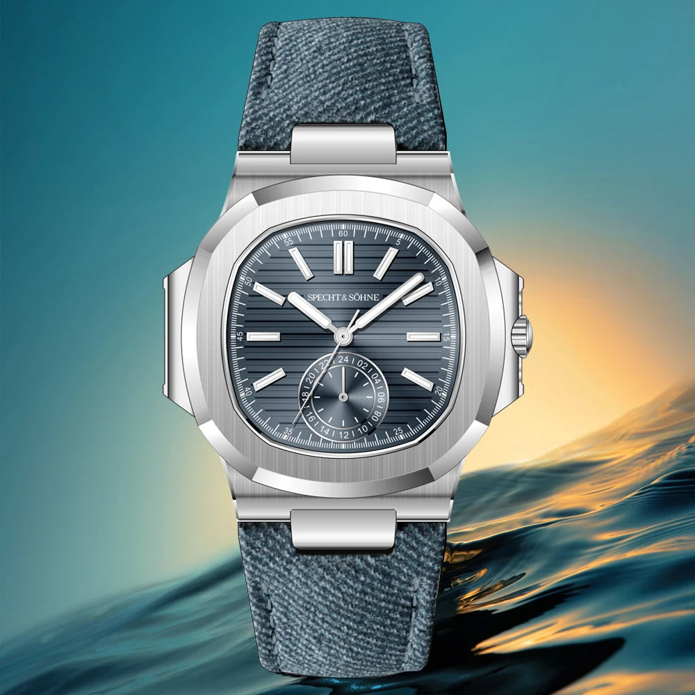 Specht & Söhne SP-0021 — Show-Stopping Ribbed Dial Chronograph Watch, Sapphire Crystal, 50M Waterproof