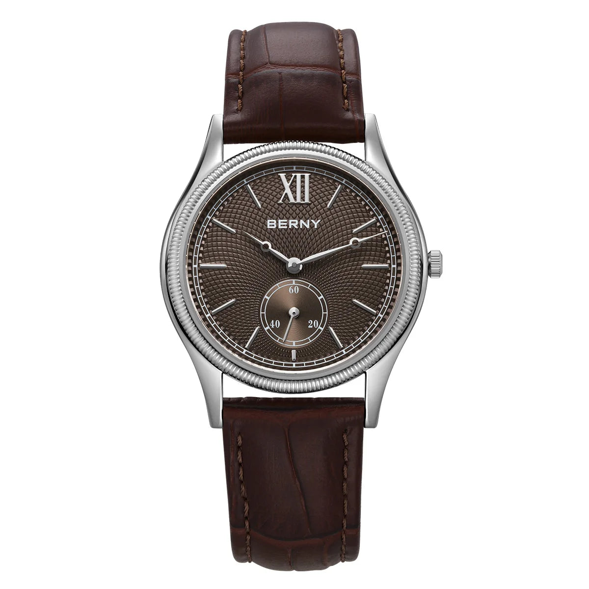 Beautiful Stand Out BERNY 2944M Slim Fashion Watch — Miyota 1L45 Quartz, Stainless Steel, Leather Strap