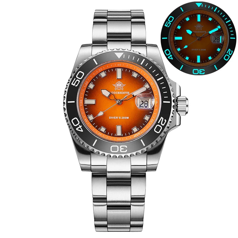 Super Striking ADDIESDIVE AD2089 — Gradient Dial Diver Watch, 200m Waterproof [Multiple Strap & Colour Options]