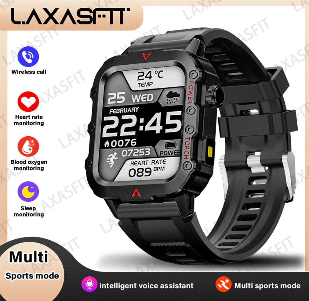 LAXASFIT Q11 — Smart Watch with Built-In  Super Useful LED Flashlight & Health Tracking [Colour Options]