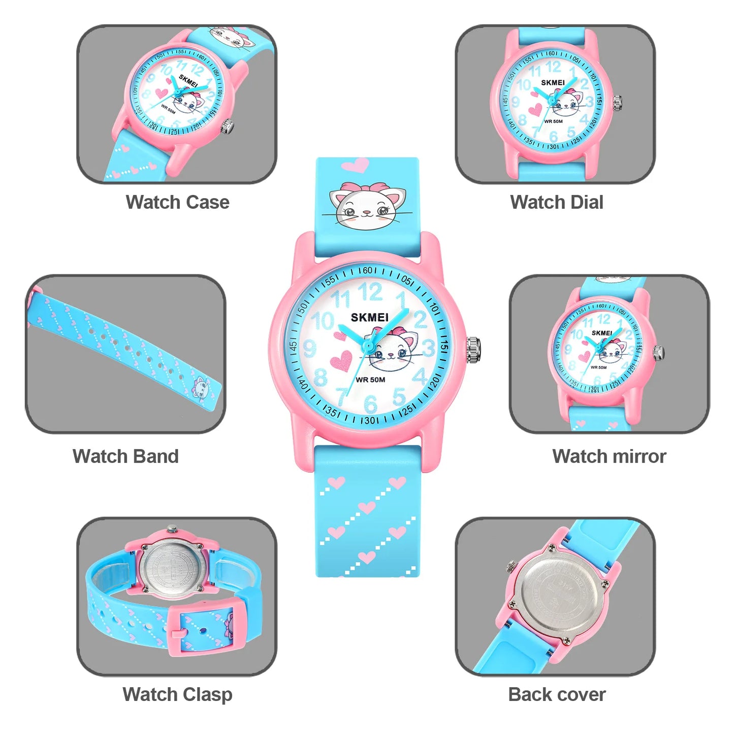 Beautiful SKMEI Kids Watch — 50m Waterproof, Boys & Girls [Colour & Cartoon Options]