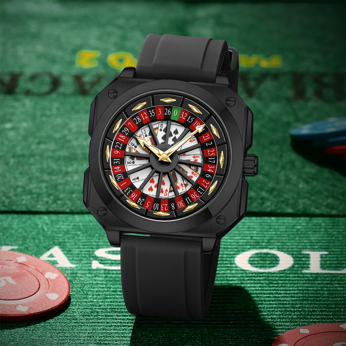 DSERS Feeling Lucky? — Roulette Dial Sports Quartz Watch, Square Case [Multiple Colour Options]