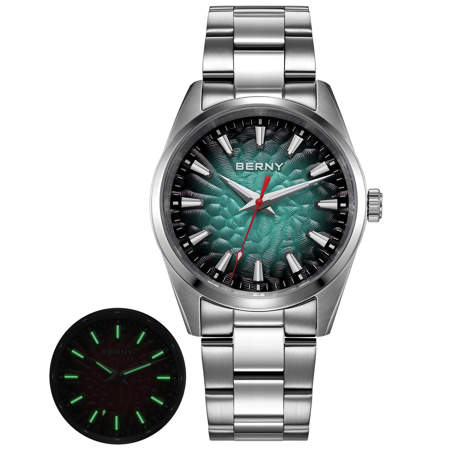 An Absolute Beauty — BERNY Lava-Look Dial, Sapphire Crystal, 100m Waterproof [Strap & Colour Choices]