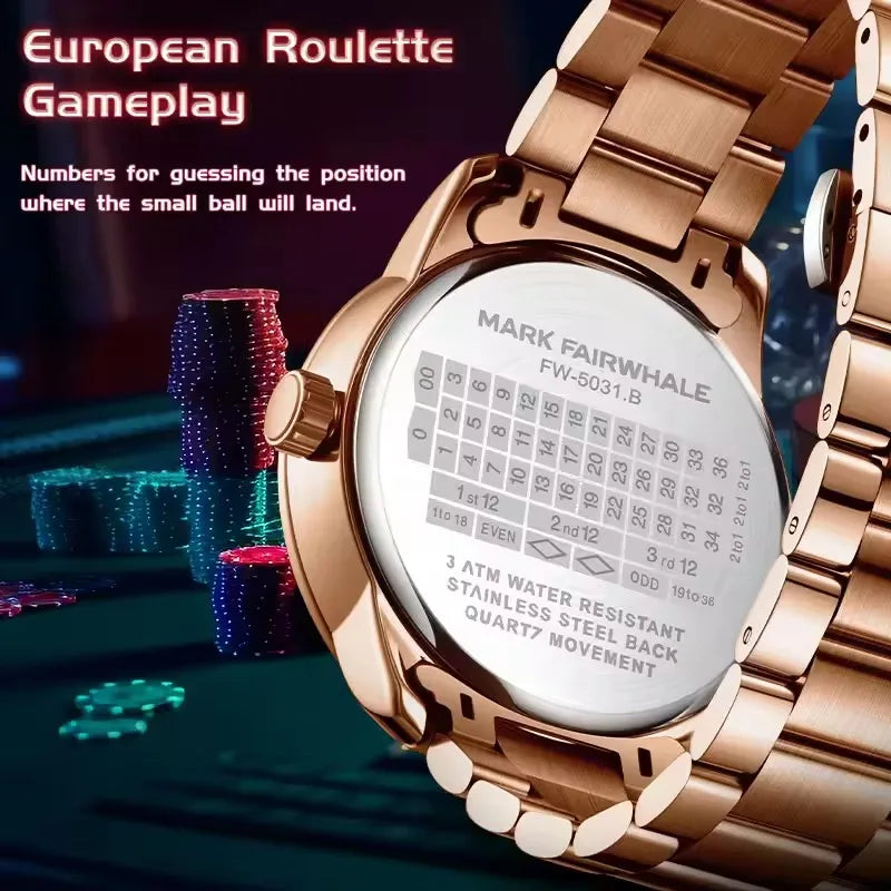 Mens Roulette Dial Quartz Watch (Spinning Dial) — A Genuine Conversation Starter / Maybe Lucky {Colour & Strap Options]