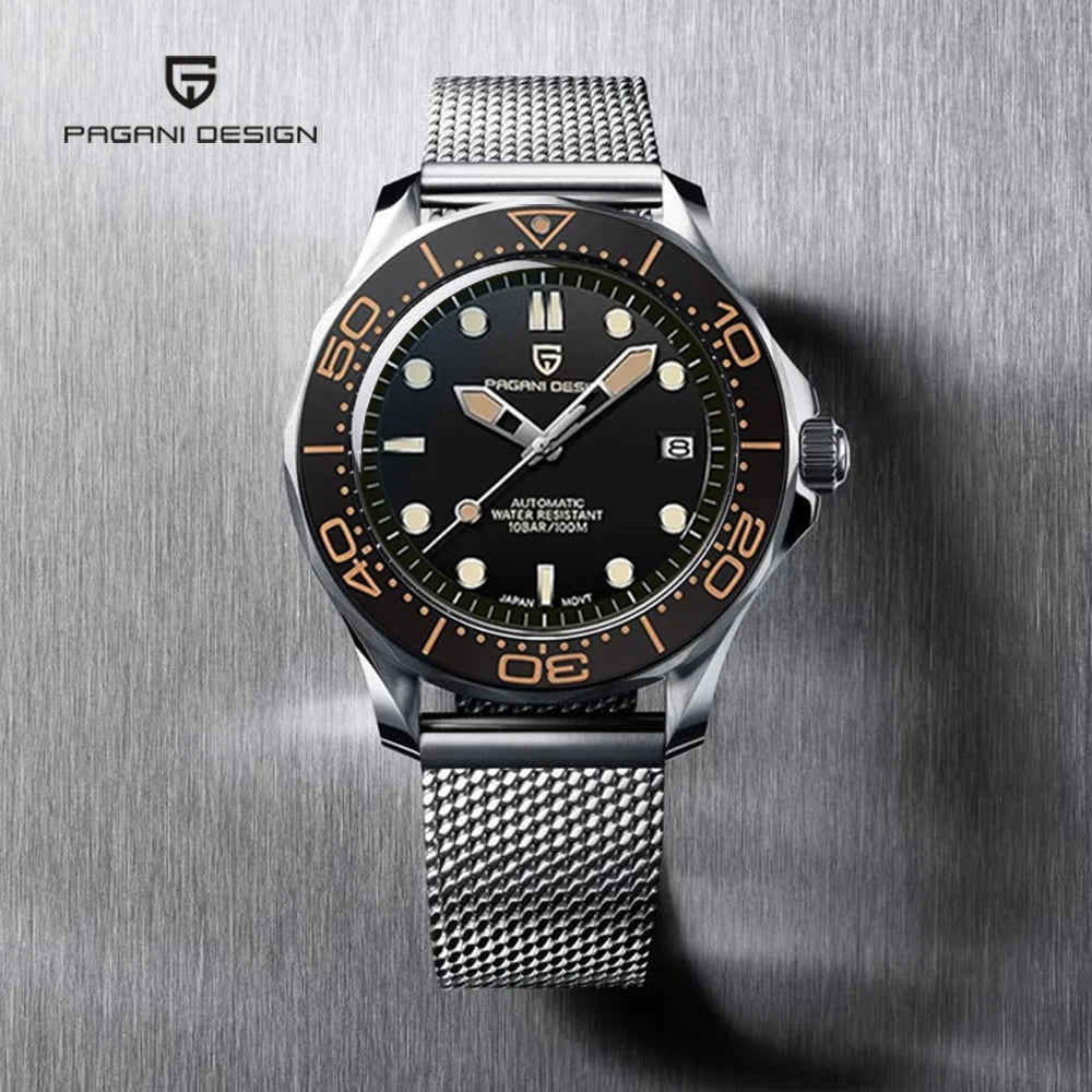 Pagani Design PD-1685 — Automatic Wave Dial Dive Watch, 007 Looks, Ceramic Bezel, 200M Water Resistant [Multiple Colour / Strap Options]
