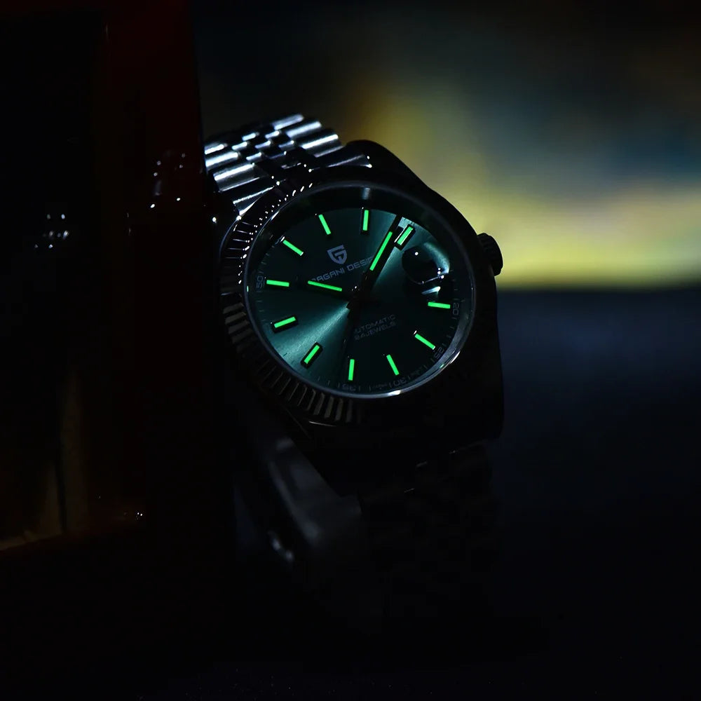 Pagani Design PD-1645 — Fluted Bezel Automatic Watch, Jubilee Bracelet, 100M Water Resistant [Multiple Colour / Dial Options]