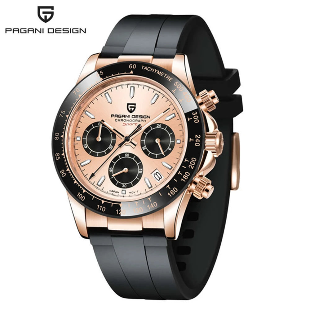 Pagani Design PD-1644 — Racing Chronograph Watch, Ceramic Bezel, 100M Water Resistant [Strap & Colour Options]