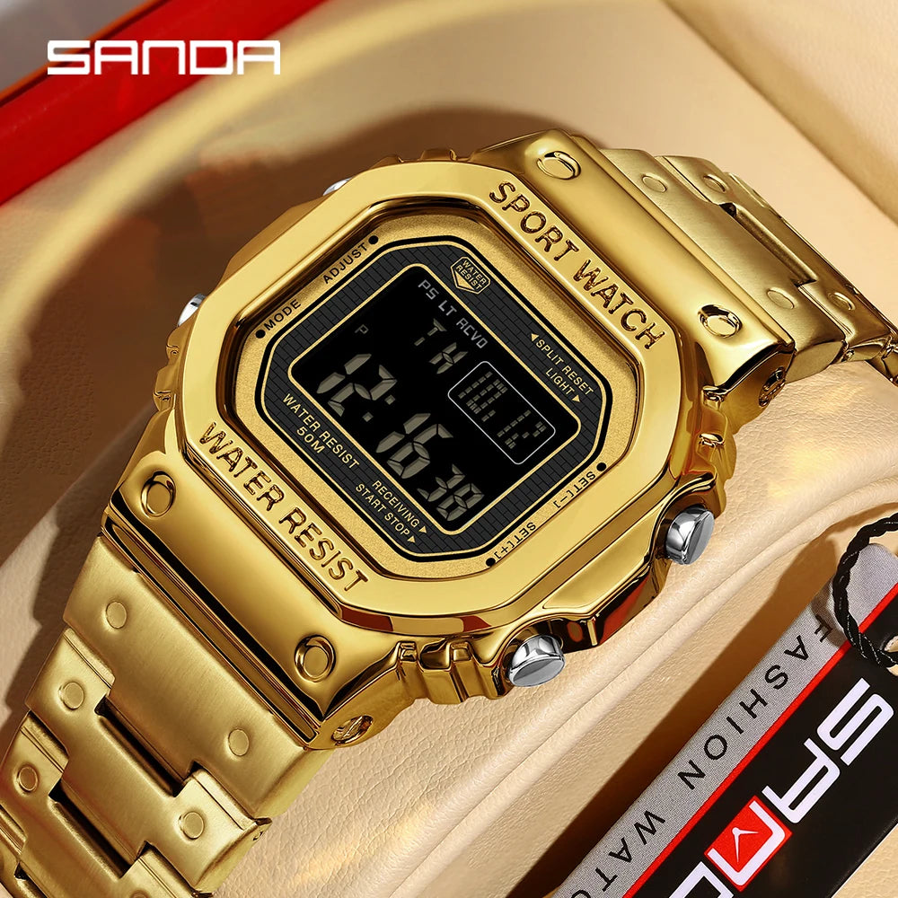 SANDA 2162 — Sports LED Digital Watch, Countdown, Alarm, Stopwatch, Night Light, 50M Water Resistant [Colour Options]