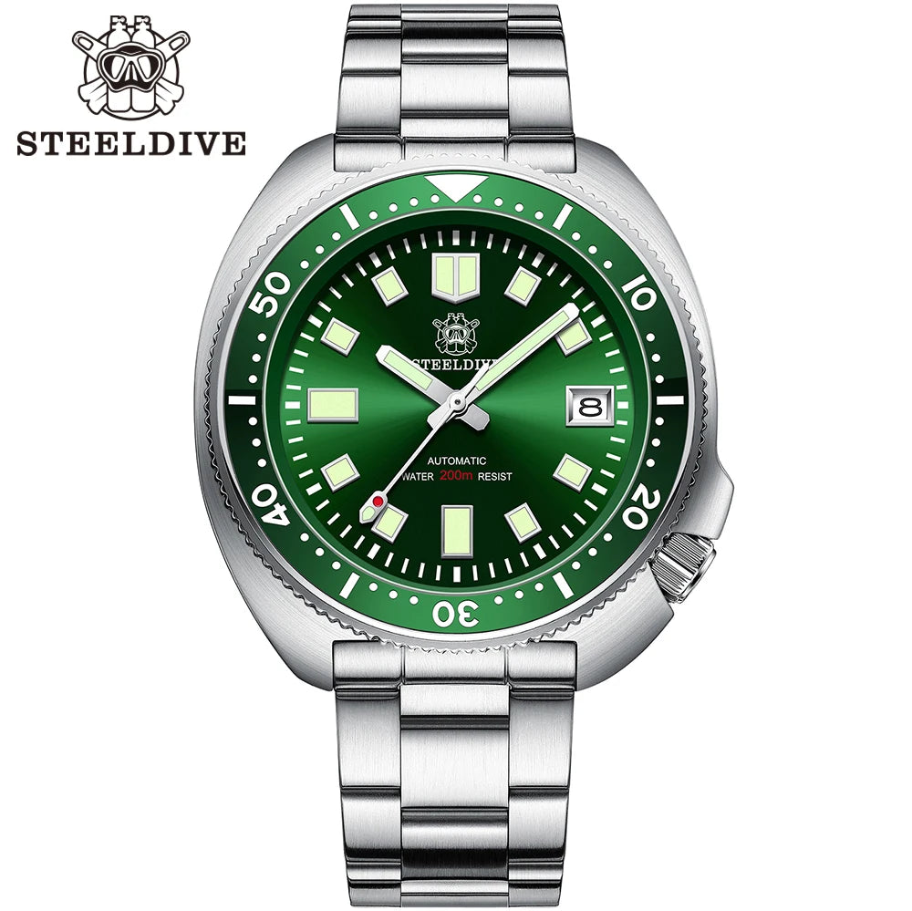 Steeldive SD1970 — Automatic Diver Watch, "6105 Turtle" Homage [Multiple Strap & Colour Options]