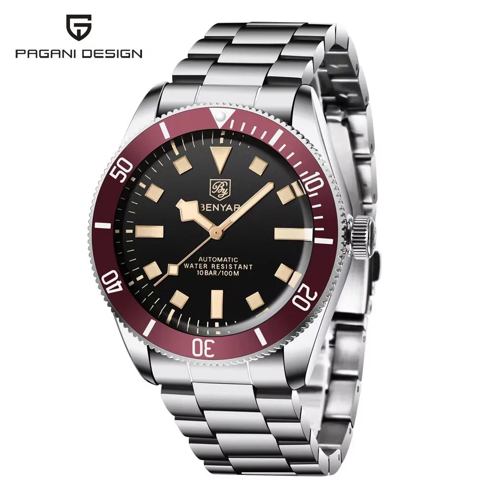 BENYAR Vintage-Inspired Diver Watch — Automatic, Exhibition Case Back 100M Water Resistant [Colour Options]