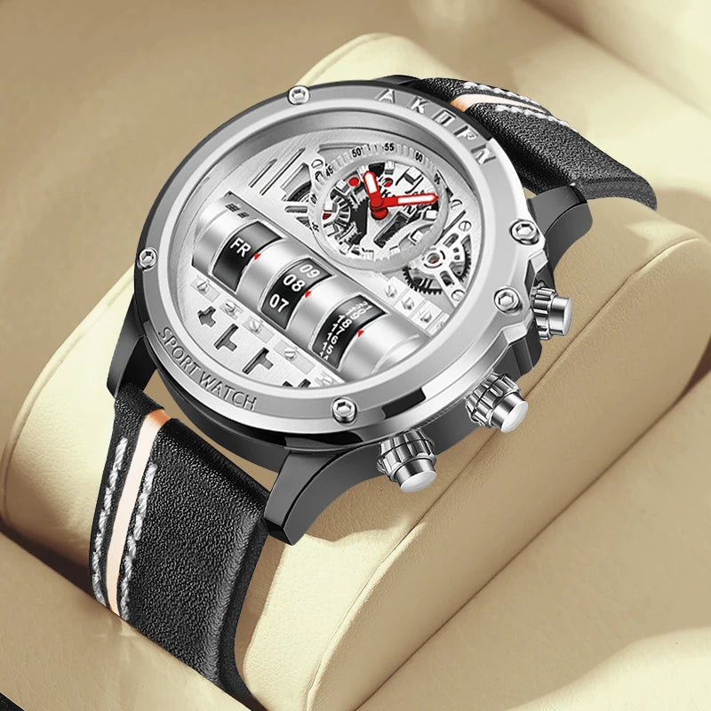 Turns Heads, Tells Time — Rotating Date Skeleton Watch, Spinning Dials & Hands